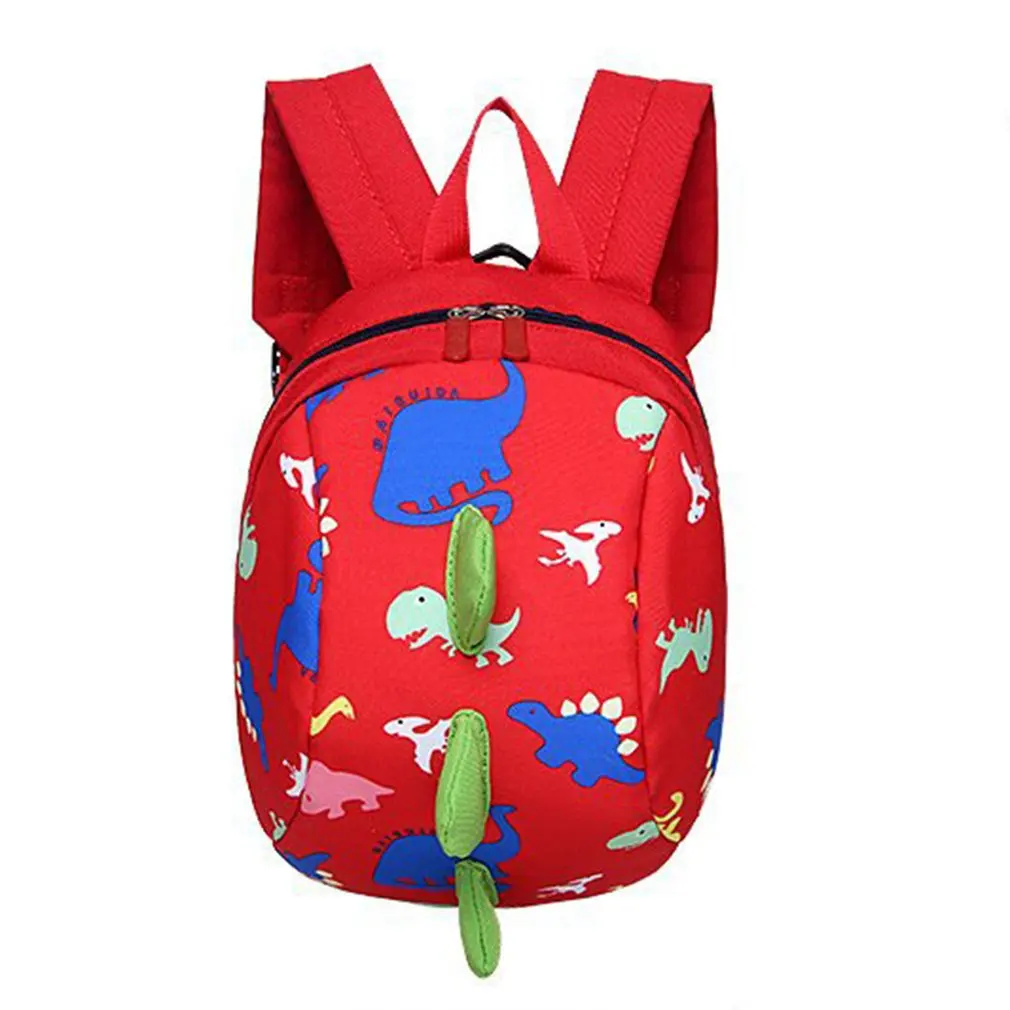 

Children's Cartoon Dinosaur Printed Backpack with Anti-Lost Harness Kids Lightweight Double Zipper Closure Backpack School Bag