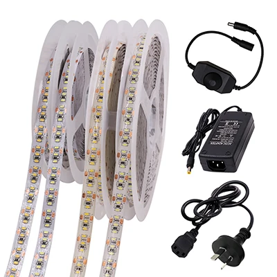 AU Set 5 м DC12V SMD светодиодные полосы 3014 204 светодиодный s/M гибкая Водонепроницаемая светодиодная лента с разъемом постоянного тока EU/US/UK/AU разъем питания - Испускаемый цвет: AU Set