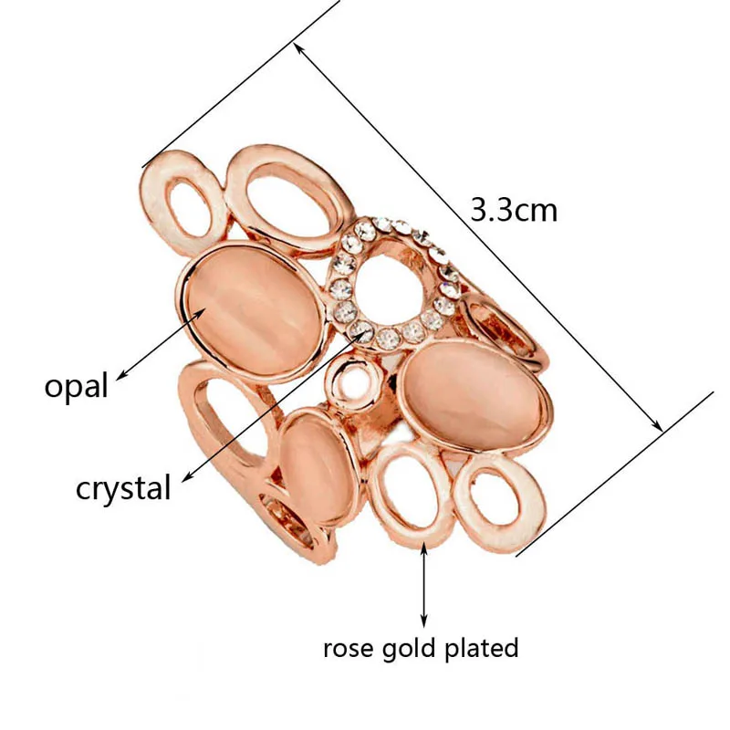 SINLEERY модные большие круглые полые кольца с опалом для женщин ювелирные изделия