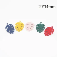 30pcslot 2014mm copper metal colorful filigree leaf charms jewelry earring pendant diy making accessories