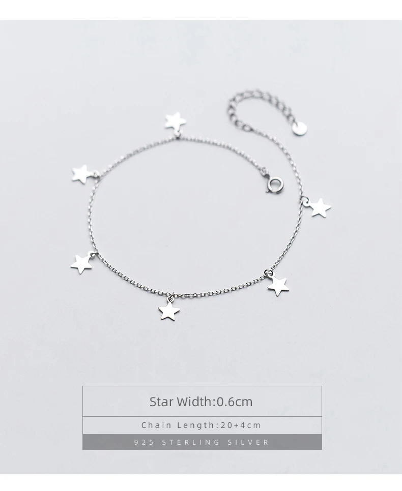 Colusiwei яркая цепь со звездами серебро anklets для женщин 925 стерлингового серебра модные украшения для ног браслет для ног лето