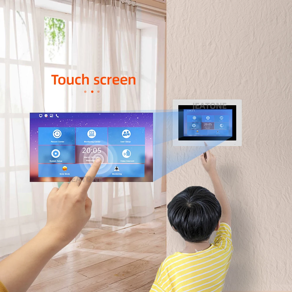 JeaTone 7inch Tuya Smart Wireless Wifi Video Doorbell for Building Access Control System Support Password/IC Card/iOS Phone
