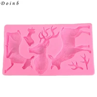 3d christmas elk antler silicone mold kitchen pastry baking mold goat shaped cake decoration tool fudge chocolate mold