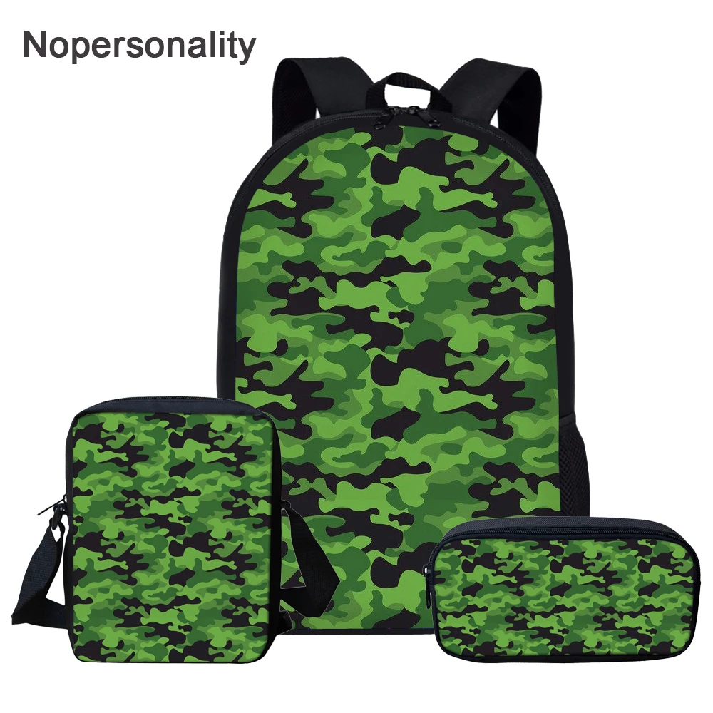 Классная зеленая камуфляжная школьная сумка для книг Nopersonality 3 шт./компл. детей