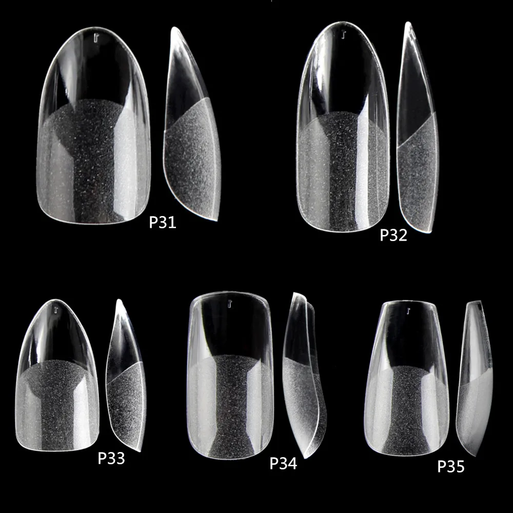 504PCS False Nails Acrylic Nail Tips Soft Gel Nail Tips Clear Nail Art Matte Underneath Fake Tips Coffin Stiletto Press On Nails