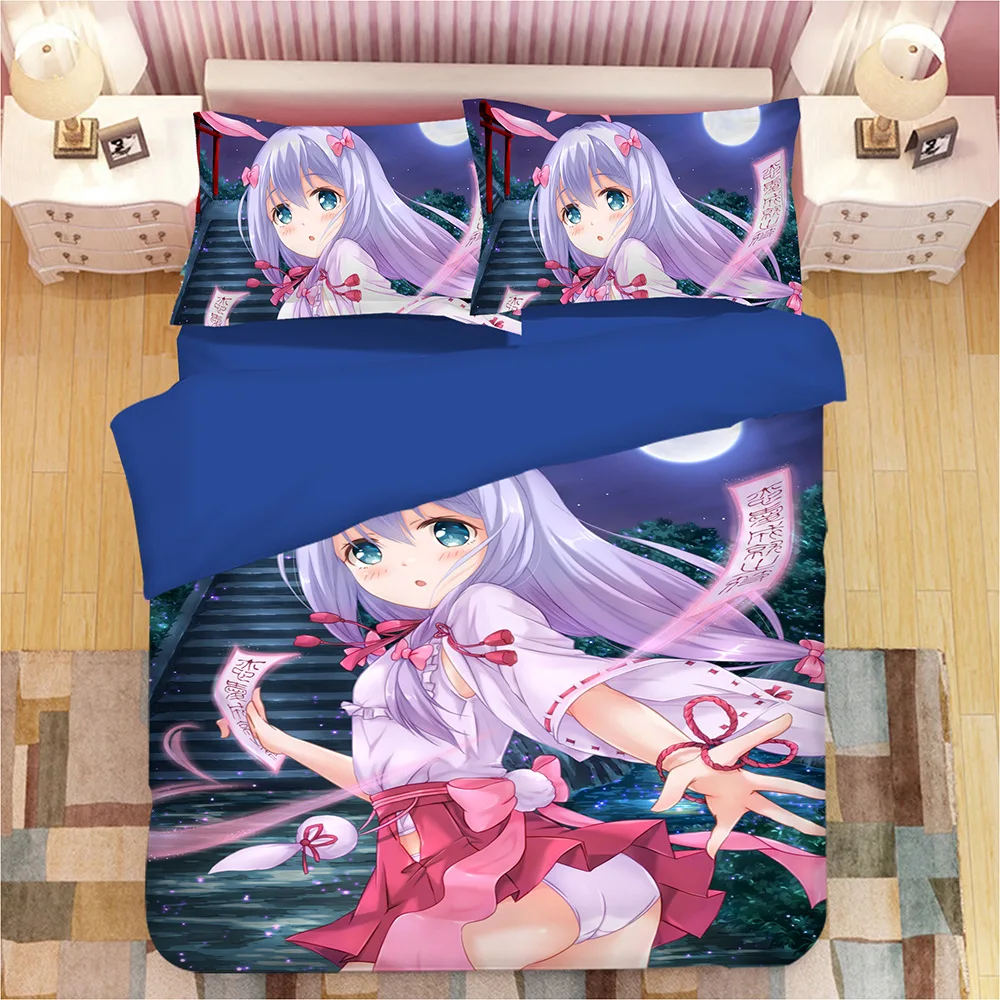 Комплект постельного белья Izumi Sagiri с 3D Аниме принтом пододеяльники наволочки