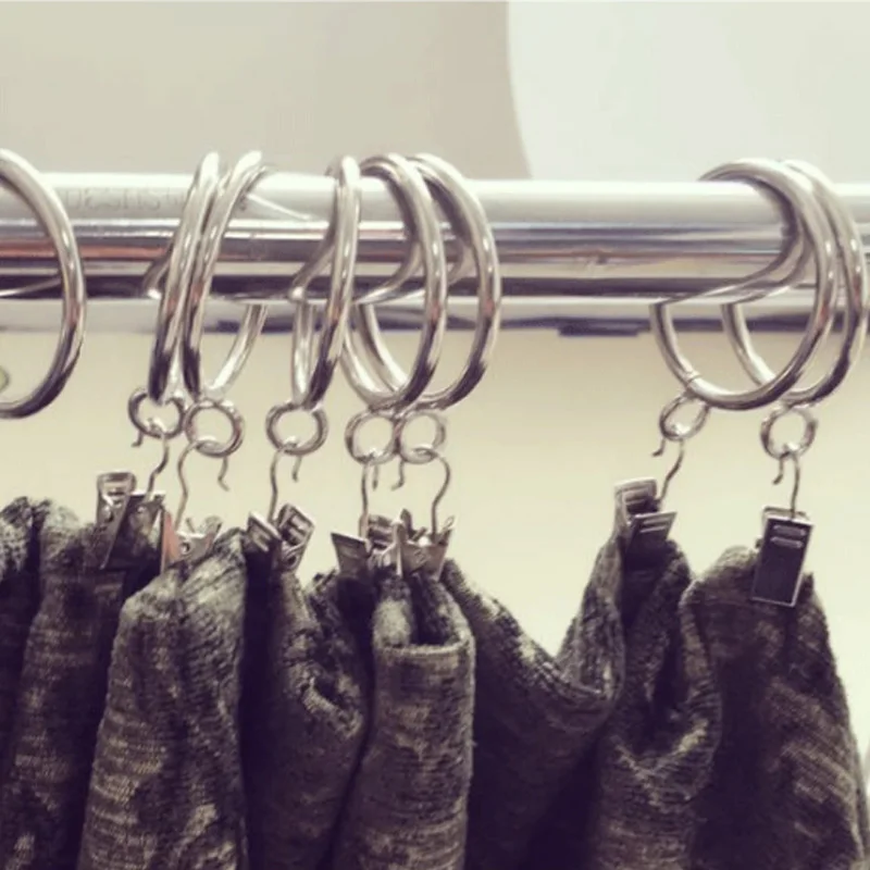 Штора для душа 10 шт. зажимы крючков прочное покрытие занавес кольца черные