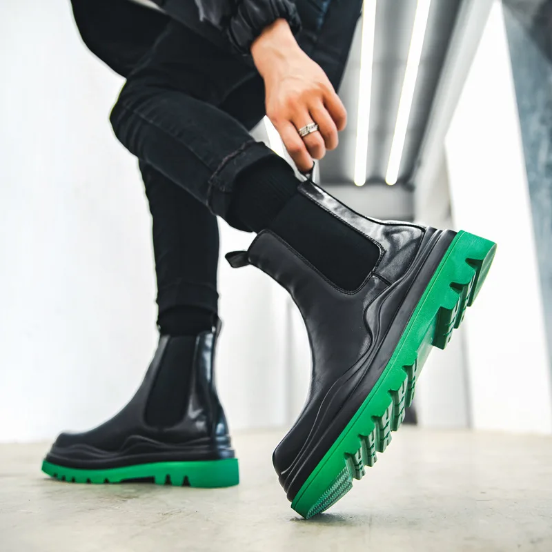 

Riding boots men's fall/winter new trend wild retro British style Chelsea men's boots mid-cut tooling boots