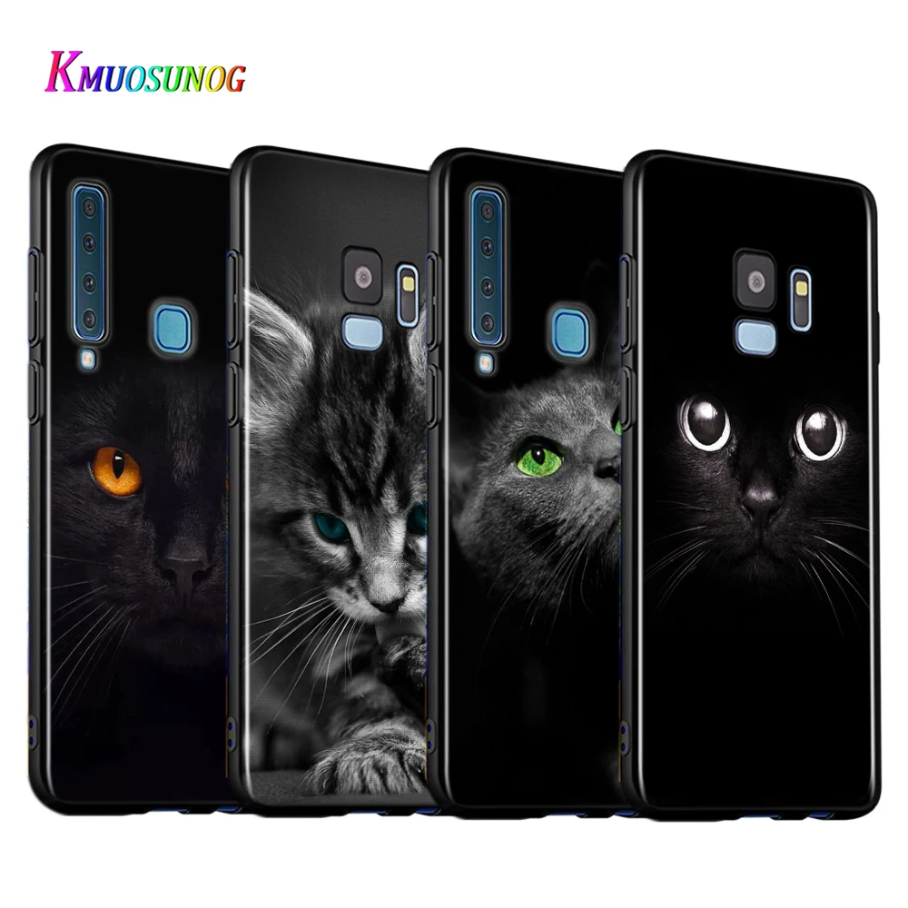 Cute Black Cat Staring Eyes Silicone Cover For Samsung Galaxy A9 A8 A7 A6 A6S A8S Plus A5 A3 Star 2018 2017 2016 Phone Case