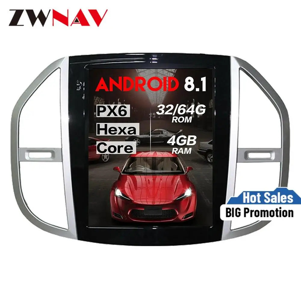 Мультимедийный плеер PX6 4 + 64 в стиле Tesla Android 8 1 экран для Mercedes Benz Vito 2016