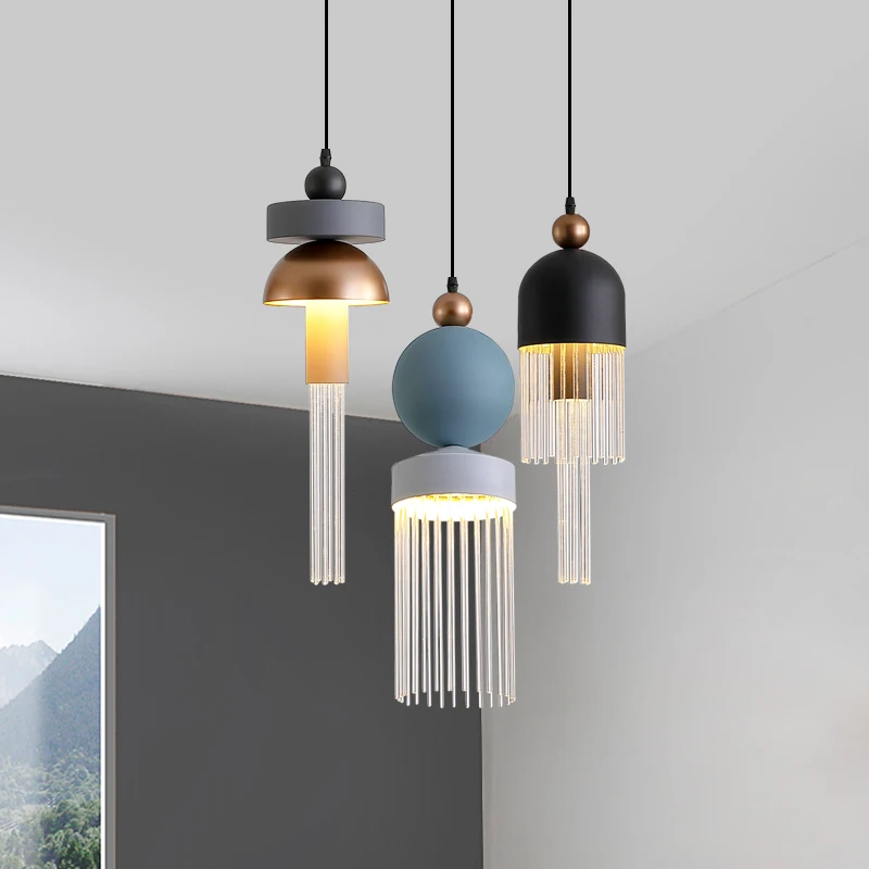 

Modern Metal Glass Pendant Light Home Living Room Dining Room Bedroom Chandelier LED Suspension Lamps PA0781