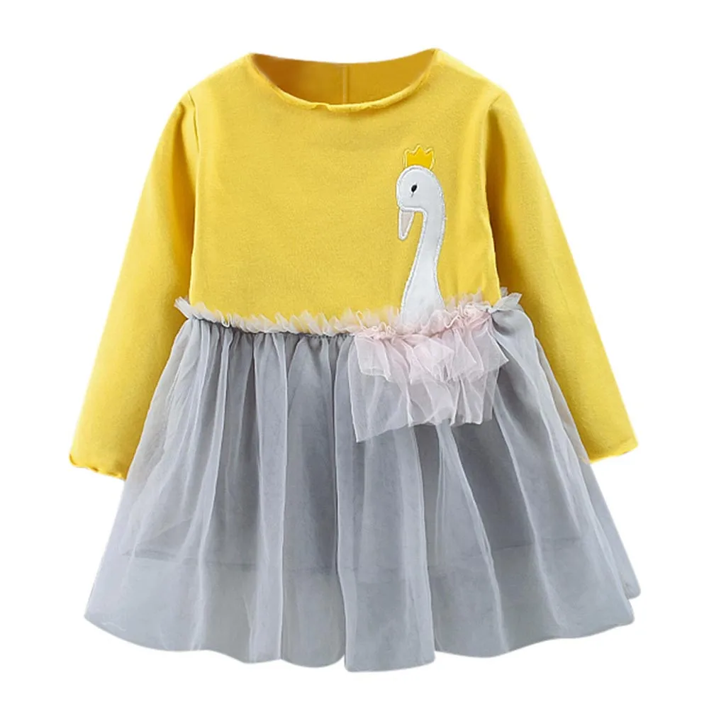 Новое зимнее платье для девочек детское с длинным рукавом и вышивкой в виде