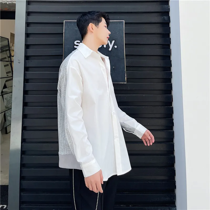 

Designer style T-shirt, guard material stitching, fake two-piece suit, folding shirt, men's irregular front and back shirt