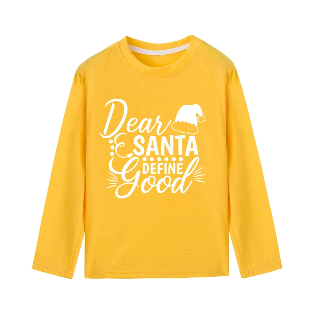 Dear Santas/детская Рождественская футболка с длинными рукавами; Милая Рождественская одежда унисекс с буквенным принтом для мальчиков и девочек; модная одежда - Цвет: 43K9-KLTYE-