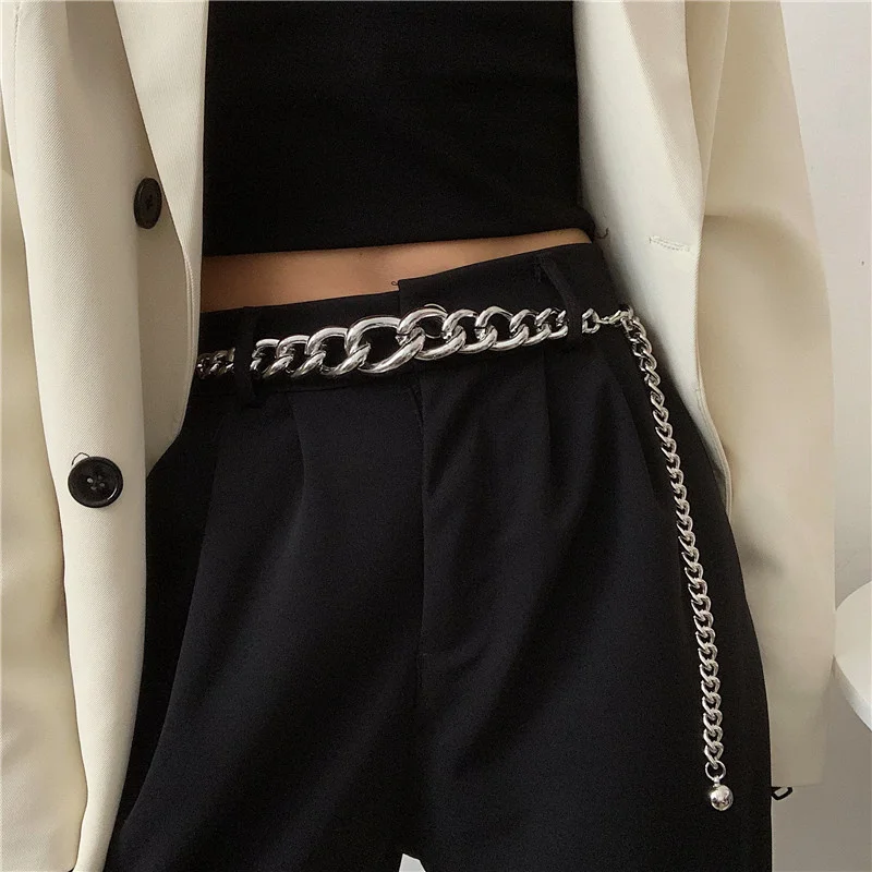 

European and American Ins Metal Thick Waist Chain Women's Street Shot Hip Hop Punk Style with Dress Suit Belt Decoration