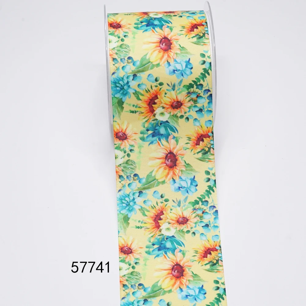 Товары для рукоделия Корсажная атласная лента с мультяшным цветочным принтом 50