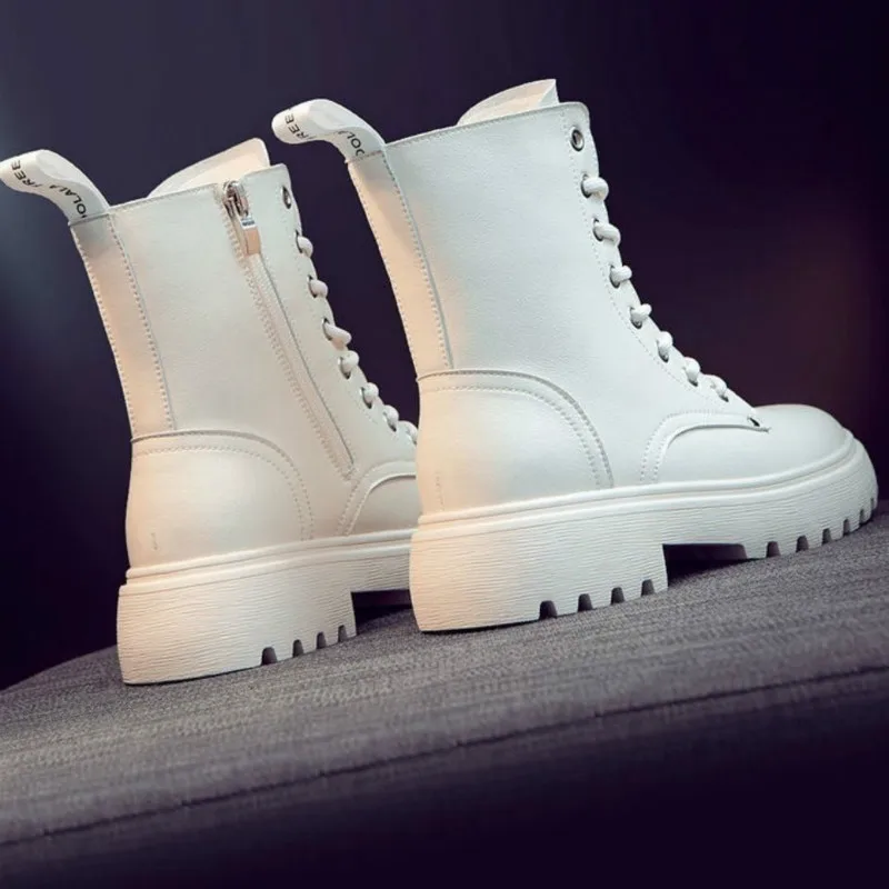 Martin Boots Women's 2020 Winter New Soft-soled Soft Leather Plus Velvet Warmth All-match British Style Mid-tube Women's Boots