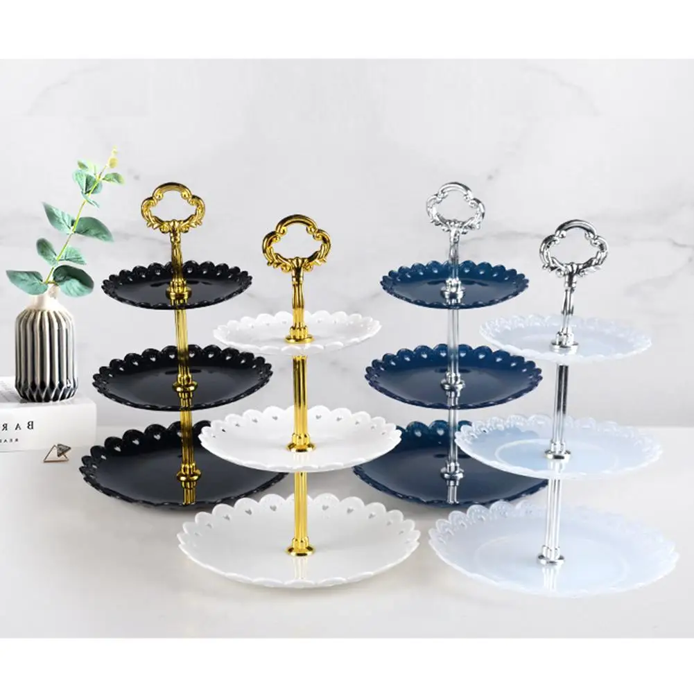 Three-layer Fruit Plate Cake Stand Dessert Vegetable Storage Rack Plastic Wedding Plates Party Tableware Trays | Дом и сад