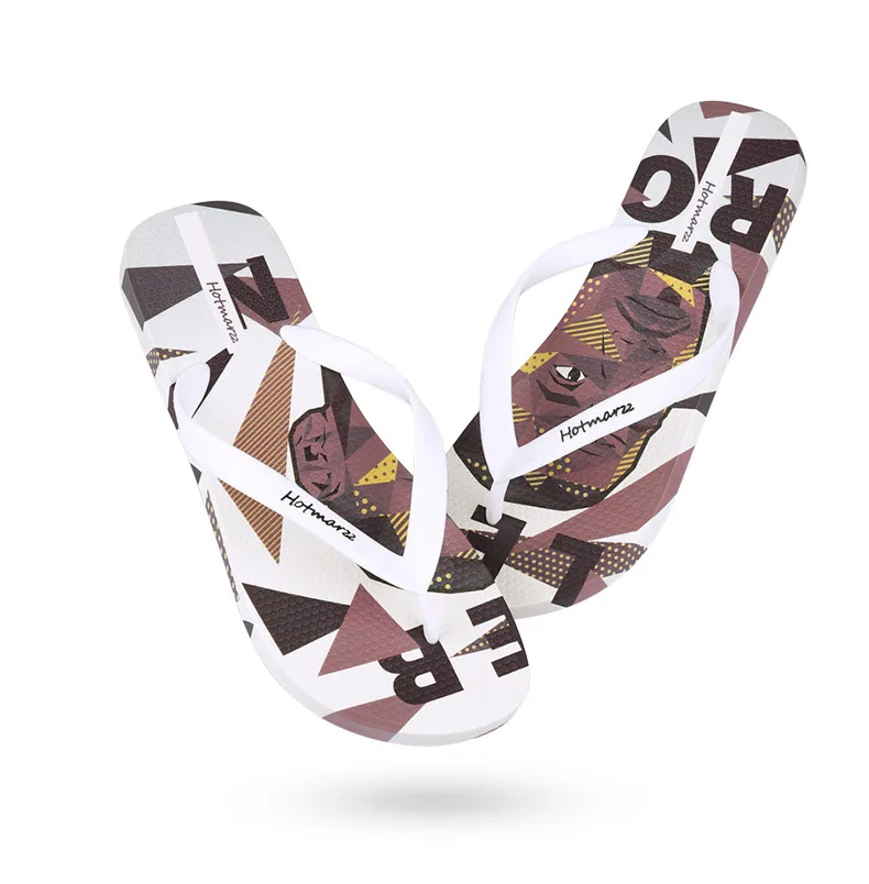 Men's flip-flops men's non-slip wear-resistant beach slippers sports outdoor printed sandals | Обувь