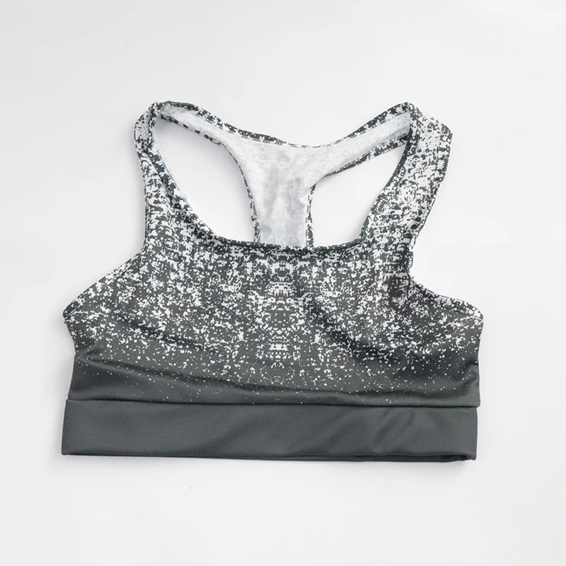 Gray bra Domidofa, новинка, Женский комплект 2 шт., сексуальный, полиэстер, дышащий, градиентный, набор для тренировок, для спортзала, бега, фитнеса, йоги, упражнений - Цвет: Gray bra