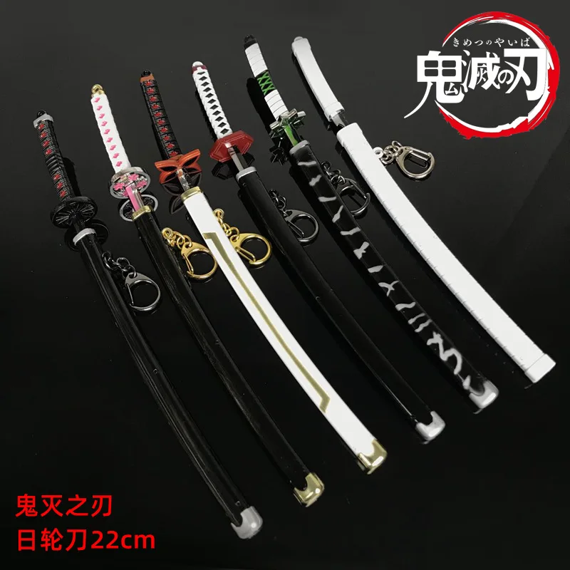 

Anime Demon Slayer Sword Keychain Katana Ghost Blade 22cm Metal Pendant Keyrings Kamado Tanjirou Weapons Keychain Cosplay