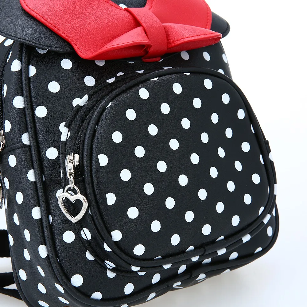 

Kids Girl School Backpack Waterproof PU Cute Backpack Children Kindergarten Primary Schoolbags Cartoon Bow Tie Dots