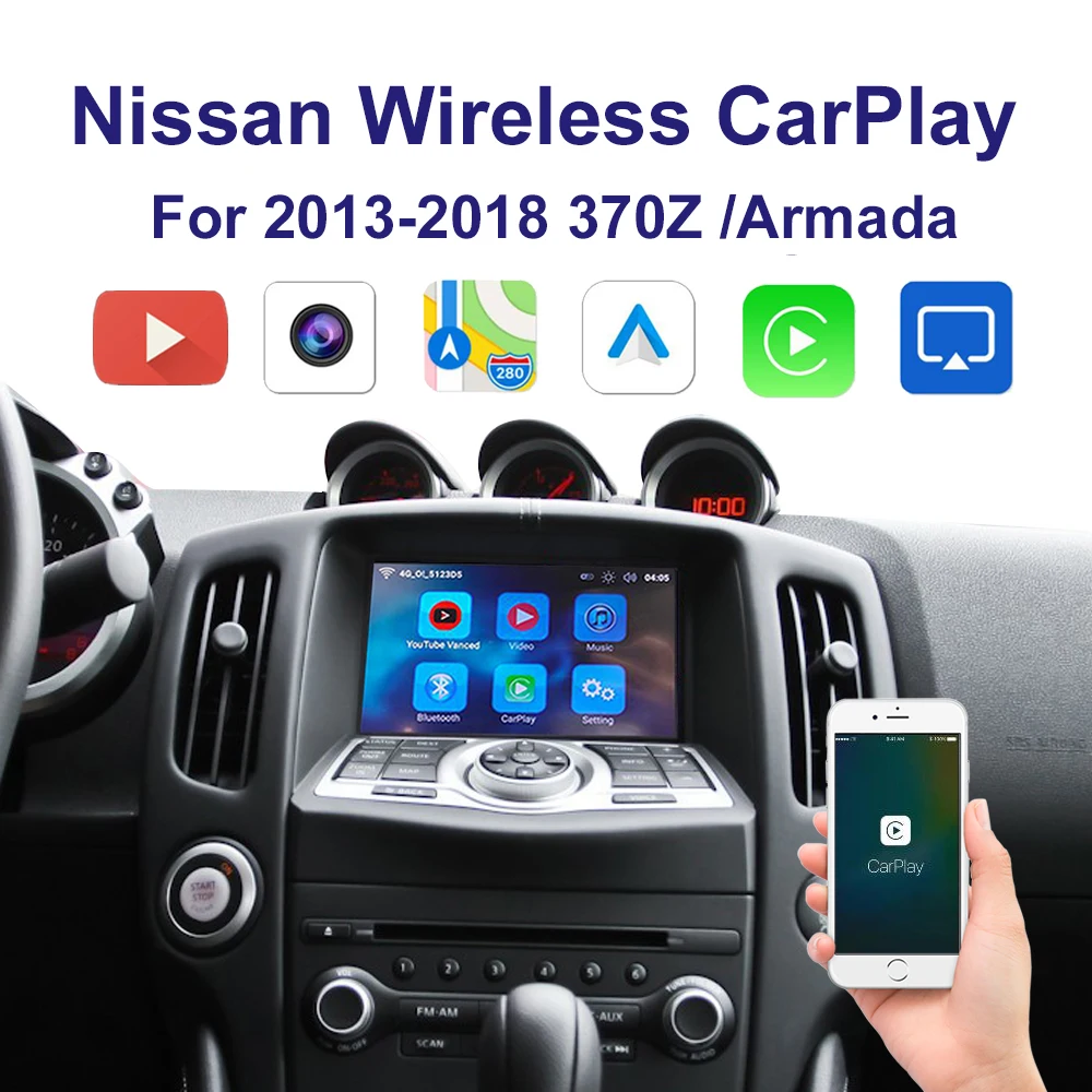 

Беспроводной автомобильный адаптер CarPlay и Android интерфейс для 2013-2018 Nissan Elgrand 370Z мультимедийный iPhone Android беспроводной комплект