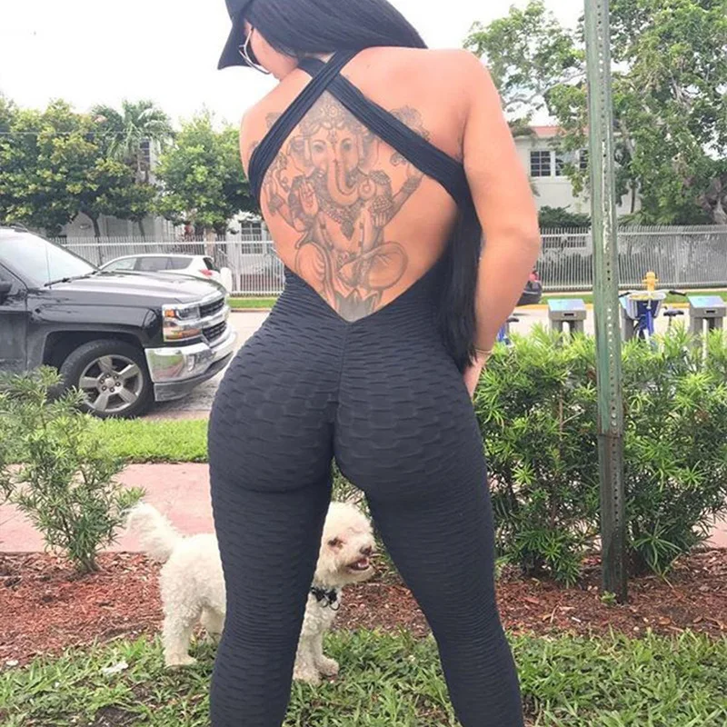 Women Sexy Yoga Mesh Leggings Fitness Workout Jumpsuit One Piece Clothing Sets Gym Sports Running Jogging Suit Tights Sportswear |