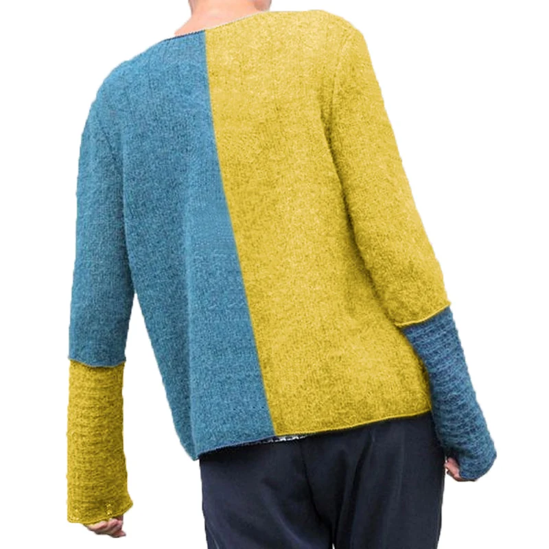 VITIANA Loose Casual Knit Sweater Women Autumn Female Long Sleeve Patchwork Knitted Sweaters Femme Plus Size 5XL Clothes