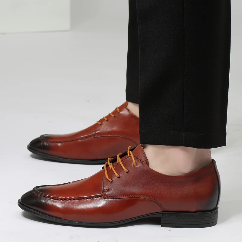 Мужские модельные туфли из натуральной кожи на шнуровке Свадебные