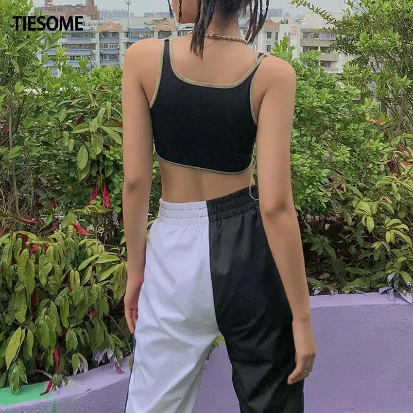 TIESOME lucky Alphabet graphics Vest women cool crop top 2020 summer sleeveless Patchwork tops street casual wear female new | Женская