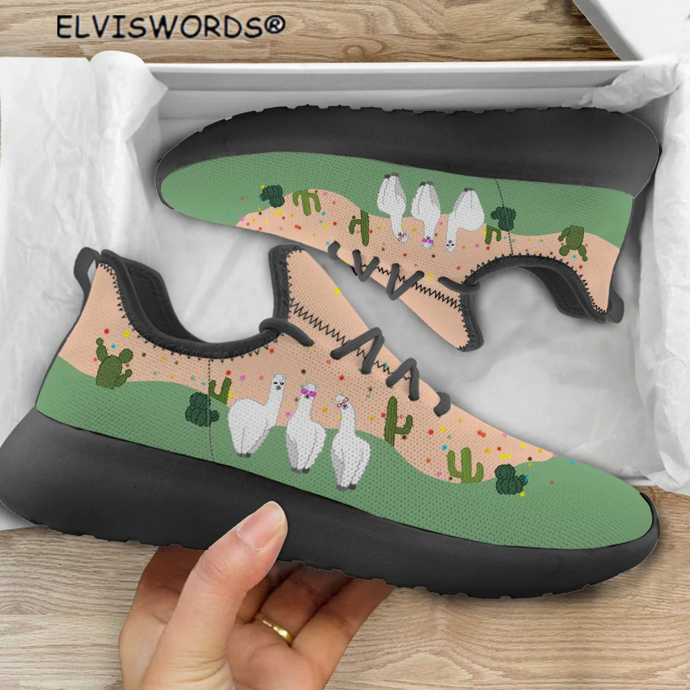

ELVISWORDS/удобные женские кроссовки из сетчатого трикотажа с милым рисунком овечки; Дышащая женская прогулочная обувь; Мягкая женская обувь; ...