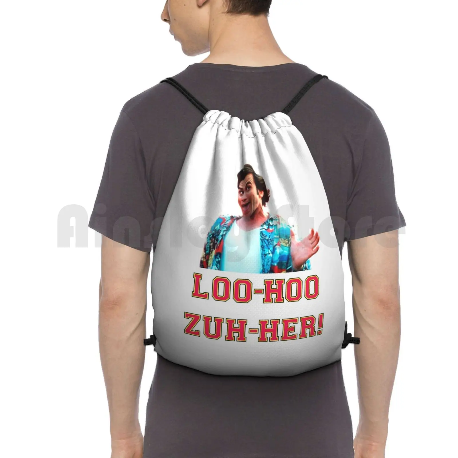 

Loo-Hoo-Zuh-Her Backpack Drawstring Bag Riding Climbing Gym Bag Loo Hoo Zuh Her Loser Haha Jim Carrey Crazy Nature