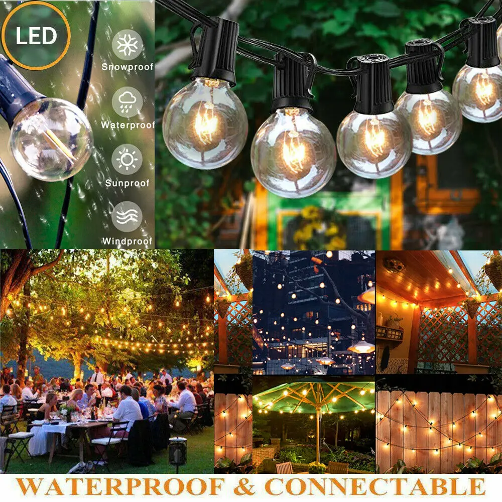 

25 Piece LED Outdoor Waterproof Commercial Grade Globe Patio Pergola Deck Party String Lights Glow Party Supplies Home Dec