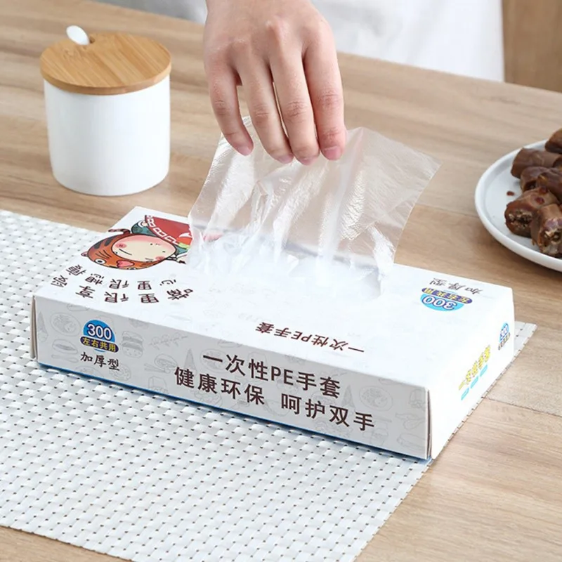 Горячие кухонные пищевые перчатки съемные одноразовые пластиковые прозрачные