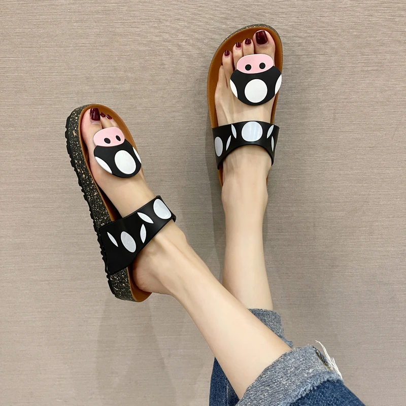 

Rubber Slippers Fur Flip Flops Flat Shoes Female Slides Summer Clogs Woman Fashion Low Hawaiian Beach Luxury Rome PU PVC Fabric