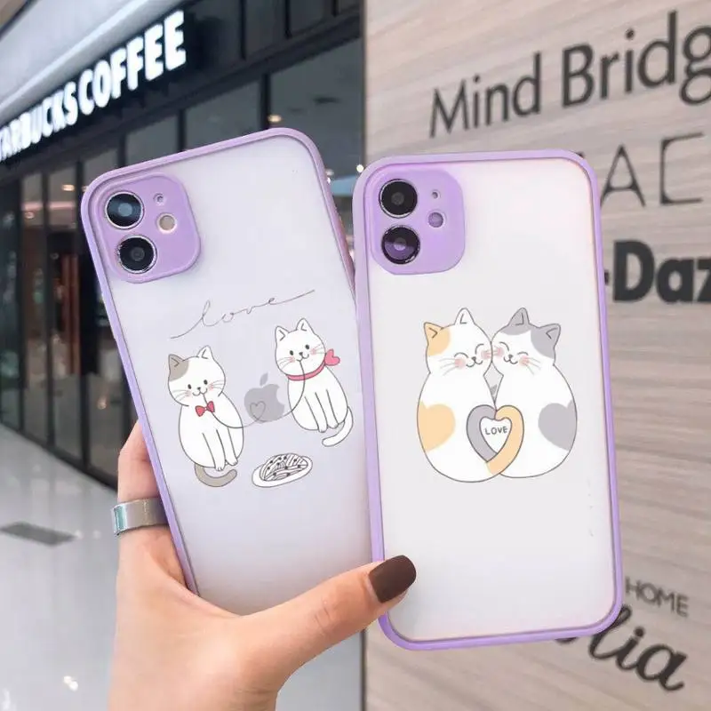 

Cat Painting Cute art Phone Case matte transparent For iphone 7 8 11 12 13 plus mini x xs xr pro max cover