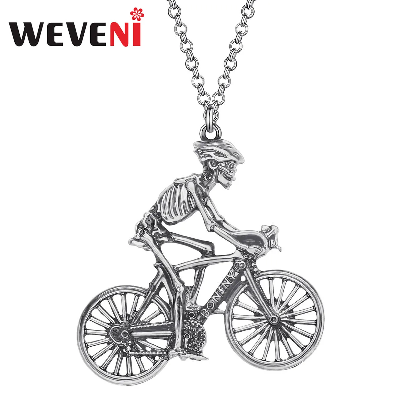 WEVENI Хэллоуин сплав покрытый античным золотым черепом Велосипедное ожерелье