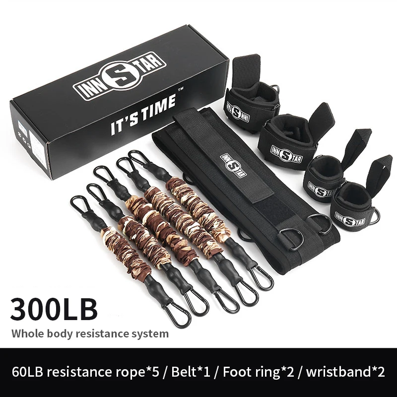 300LB Boxing Taekwondo Jump Resistance Bands Set Leg Arm Strength Training Equipment Explosive Force Pull Rope Belt | Спорт и