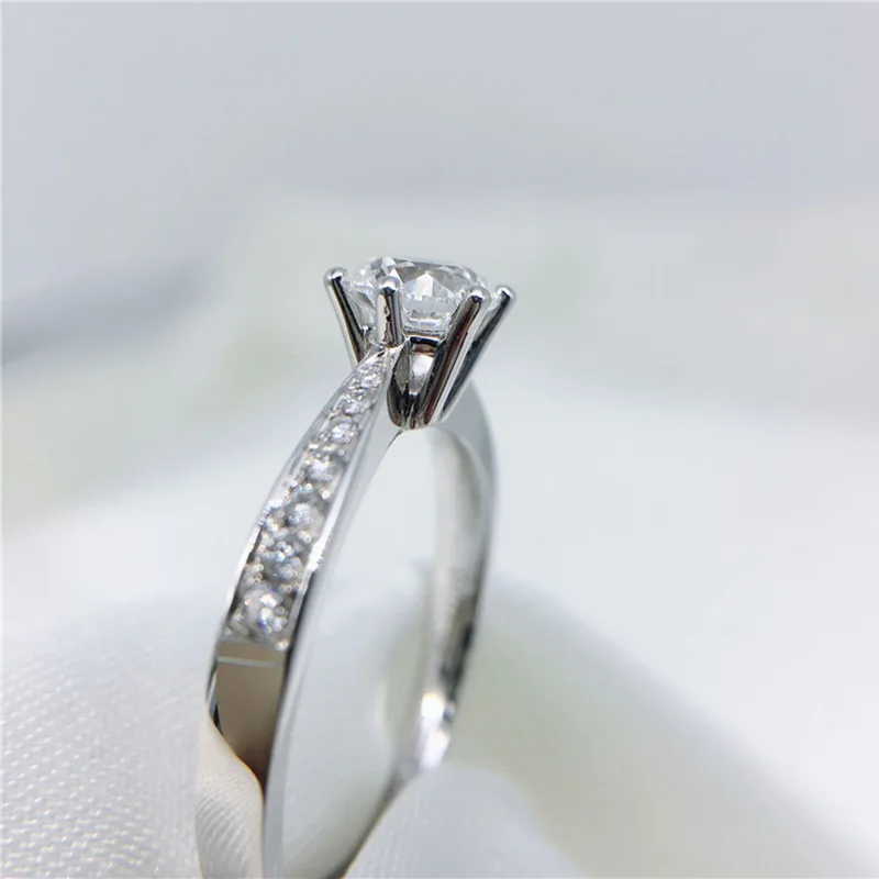 925 Sterling Silver Moissanite Ring 6mm 8.5mm 9mm EF Color Round Cut Simply Design Diamond for Wedding Anniversary | Украшения и
