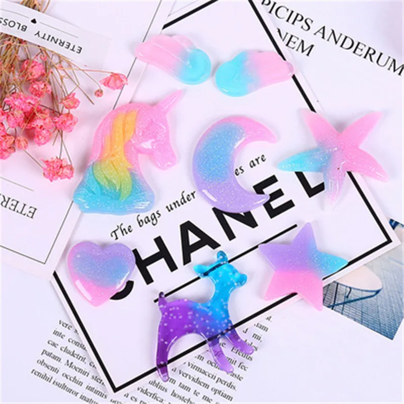 10 шт. наполнитель в виде единорога звезды Луны для прозрачной/пушистой грязи