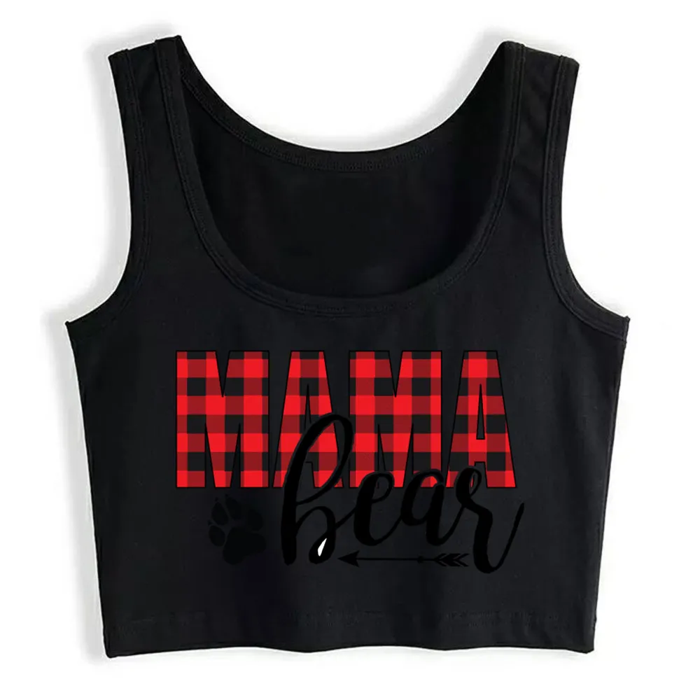 

Crop Top Female Mama Bear Vogue Black Print Yoga Vest Tank Top