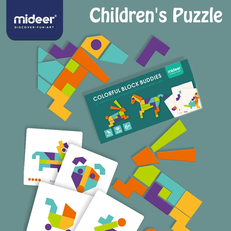 

MiDeer Baby Tangram Toy Early Education 6Y+ Colorful Creativity Math Wooden Imagination Safety Intelligence Blocks Toys