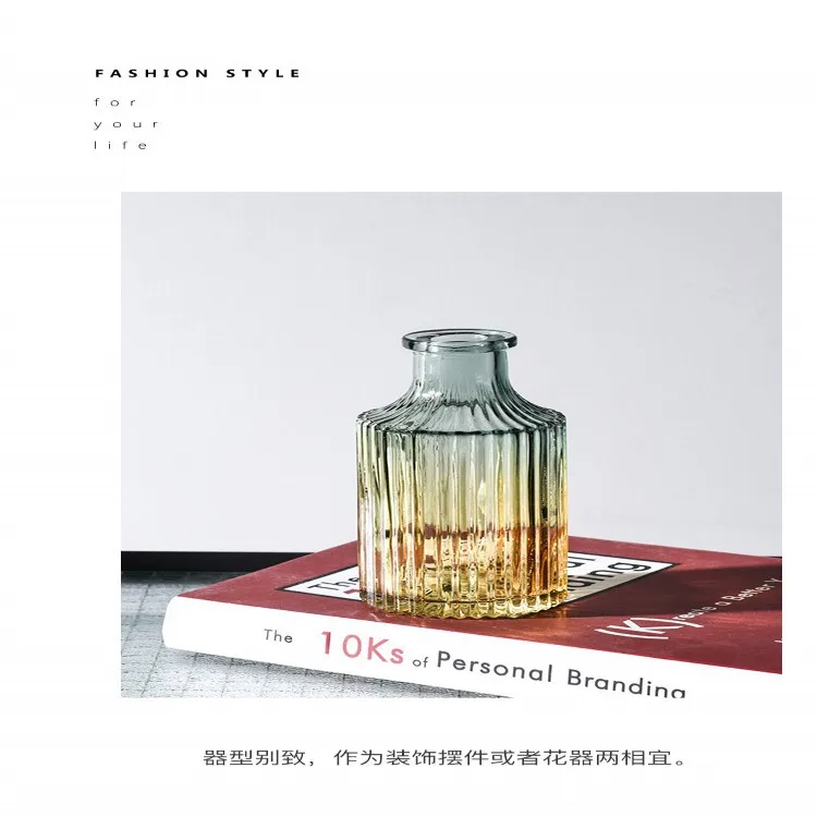 Европейский хипстер тисненая прозрачная стеклянная ваза для гостиной цветок