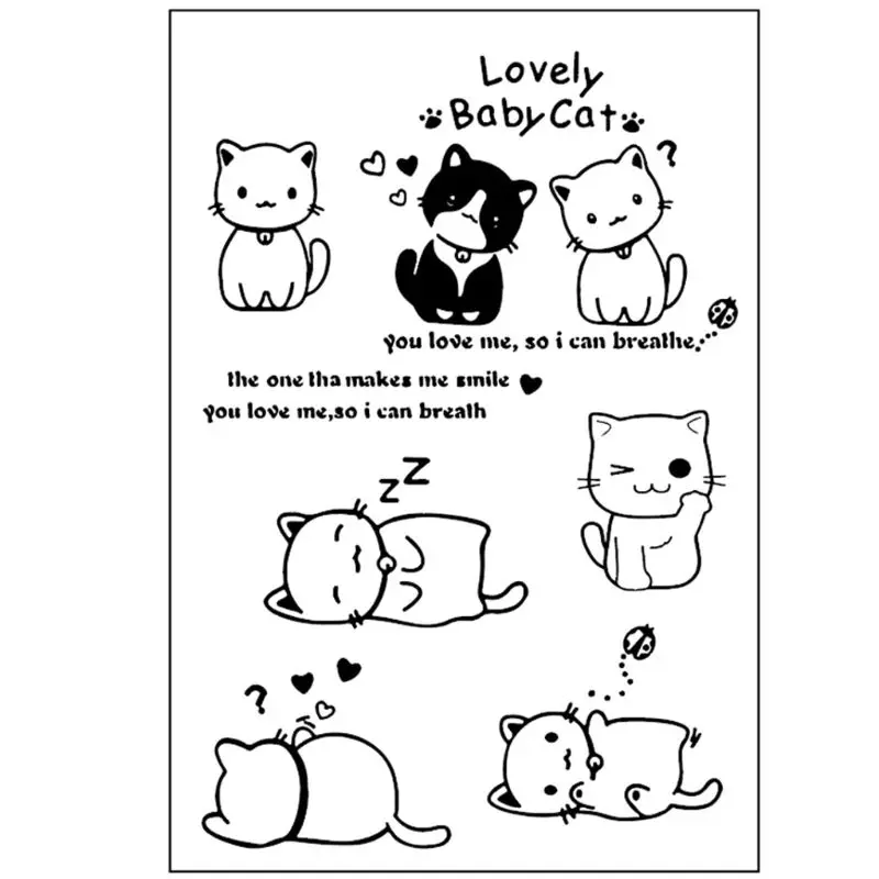 Симпатичная детская кошка прозрачная печать штамп сделай сам скрапбукинг альбом