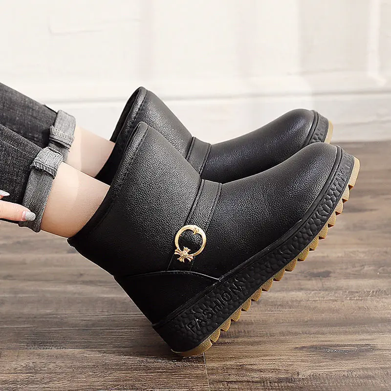 

2021 Winter New Men's Women's Snow Boot Plus Velvet Thick Bottom Waterproof Non-slip Warm Tube Boots Mid-Calf Cotton-Padded Shoe