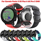 Ремешок силиконовый для наручных часов Garmin Fenix 7X 7 5 5X Plus 6 6X Pro 3 3HR, дышащий Удобный браслет, 26 мм 22 мм