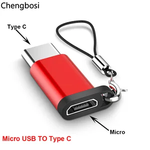 aluminium alloy micro usb to type c adapter converter connector for phone tablet with lanyard phone accessories for xiaomi free global shipping