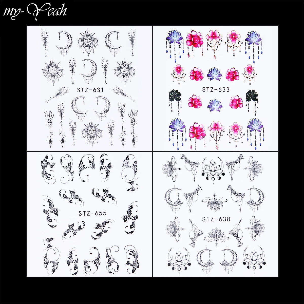 My-да набор из 24 штук Нейл-арт переводятся с помощью воды наклейки водяной знак