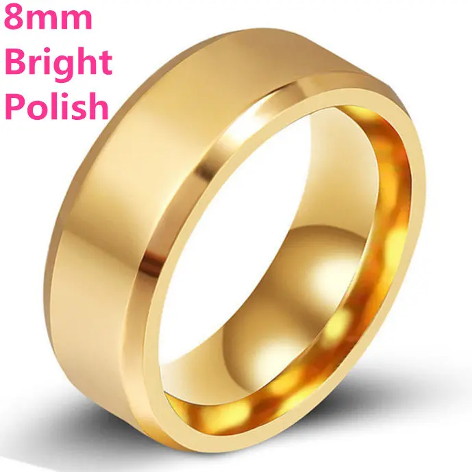 8mm Bright Gold 8 мм Яркий польская серебро Цвет Титан кольцо для Для мужчин - Цвет основного камня: 8mm Bright Gold